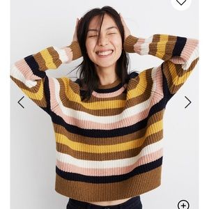 Madewell Striped Tilden Pullover Sweater, size L